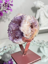 Load image into Gallery viewer, Druzy pink amethyst heart with amethyst 2842