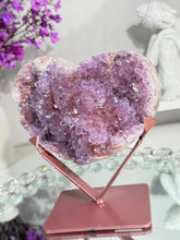 Load image into Gallery viewer, Druzy pink amethyst heart with amethyst 2842