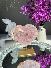 Load image into Gallery viewer, Pink amethyst heart with amethyst 2818