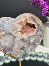 Load image into Gallery viewer, Pink amethyst heart with agate 2817