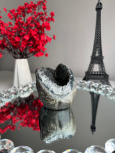 Load image into Gallery viewer, black amethyst cut base black amethyst geode 2681