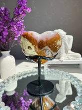 Load image into Gallery viewer, Blue sugar druzy quartz heart with agate Healing crystals 2773