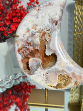 Load image into Gallery viewer, Red druzy Pink Amethyst moon Large 2901