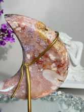 Load image into Gallery viewer, Druzy Pink Amethyst moon with amethyst 2901