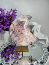 Load image into Gallery viewer, Pink Amethyst moon with amethyst 2899