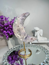 Load image into Gallery viewer, Large Lilac purple Pink Amethyst moon with amethyst 2884