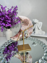 Load image into Gallery viewer, Druzy Pink Amethyst moon with amethyst 2903