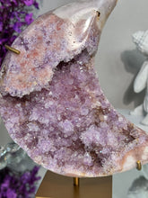 Load image into Gallery viewer, Druzy Pink Amethyst moon with amethyst 2901