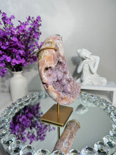 Load image into Gallery viewer, Druzy Pink Amethyst moon with amethyst 2901