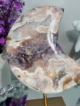 Load image into Gallery viewer, Pink Amethyst moon with amethyst 2901
