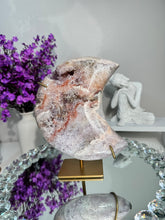 Load image into Gallery viewer, Pink Amethyst moon with amethyst 2899