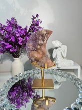 Load image into Gallery viewer, Pink Amethyst moon with amethyst 2926