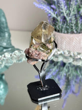 Load image into Gallery viewer, High quality Green tourmaline in quartz with lepidolite 2965