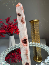 Load image into Gallery viewer, Druzy pink amethyst obelisk with agate 2947