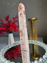 Load image into Gallery viewer, Druzy pink amethyst obelisk with agate 2947