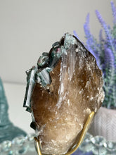 Load image into Gallery viewer, High quality Green tourmaline in smoky quartz with lepidolite 2962