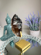 Load image into Gallery viewer, High quality Green tourmaline in smoky quartz with lepidolite 2962