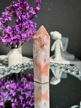 Load image into Gallery viewer, Druzy Pink amethyst tower with quartz 2994