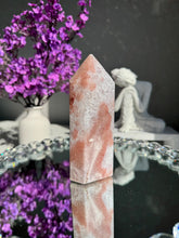 Load image into Gallery viewer, Druzy Pink amethyst tower with quartz 2994