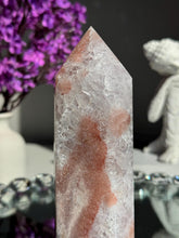 Load image into Gallery viewer, Druzy Pink amethyst tower with quartz 2994