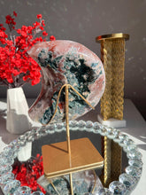 Load image into Gallery viewer, XL Red druzy Pink amethyst moon 3011