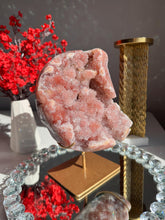 Load image into Gallery viewer, XL Red druzy Pink amethyst moon 3011