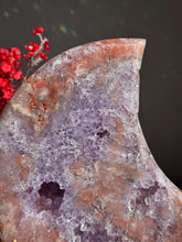 Load image into Gallery viewer, XL Pink amethyst moon with amethyst 3011