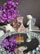 Load image into Gallery viewer, Moody Pink Amethyst Crystal Moon High Quality Druzy Pink Amethyst Moon on Stand Pink Amethyst Geode Home Decor Healing Crystal 3019