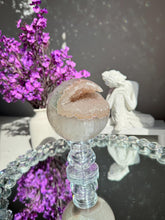 Load image into Gallery viewer, Corally tan/pink sugar rainbow amethyst sphere 2534