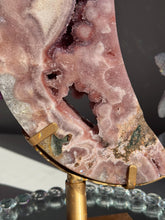 Load image into Gallery viewer, XL Druzy Pink amethyst moon with amethyst 3032