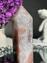 Load image into Gallery viewer, Druzy Pink amethyst tower with quartz 2994