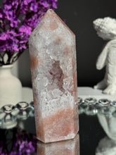 Load image into Gallery viewer, Druzy Pink amethyst tower with quartz 2994