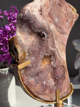 Load image into Gallery viewer, XL Druzy Pink amethyst moon 3031