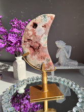Load image into Gallery viewer, XL Druzy Pink amethyst moon with jasper 3030