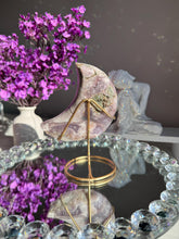 Load image into Gallery viewer, Lilac Pink amethyst moon with amethyst healing crystals 3074