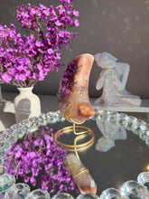 Load image into Gallery viewer, Pink amethyst moon with amethyst healing crystals 3074