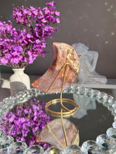Load image into Gallery viewer, Pink amethyst moon with amethyst healing crystals 3074