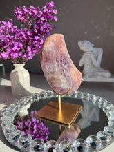 Load image into Gallery viewer, Pink Amethyst Moon Crystal, Double Sided Display with Stand 3070