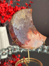 Load image into Gallery viewer, Pink amethyst moon with amethyst healing crystals 3074
