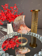 Load image into Gallery viewer, Pink amethyst moon with amethyst healing crystals 3074