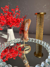 Load image into Gallery viewer, Pink amethyst moon with amethyst healing crystals 3074