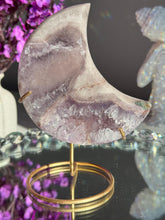 Load image into Gallery viewer, Lilac Pink amethyst moon with amethyst healing crystals 3074