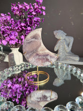 Load image into Gallery viewer, Lilac Pink amethyst moon with amethyst healing crystals 3074