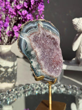 Load image into Gallery viewer, Amethyst geode with agate banding healing crystals 3054