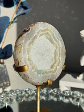 Load image into Gallery viewer, White Sugar Quartz Geode with Stand, Healing Crystal Decor 3054