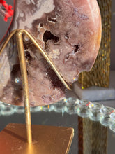 Load image into Gallery viewer, Berry red Pink amethyst moon with amethyst healing crystals 3071