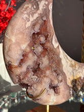Load image into Gallery viewer, Berry red Pink amethyst moon with amethyst healing crystals 3071