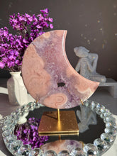 Load image into Gallery viewer, Pink Amethyst Moon Healing Crystal with Stand 3071