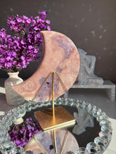 Load image into Gallery viewer, Pink Amethyst Moon Healing Crystal with Stand 3071