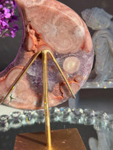 Load image into Gallery viewer, Pink Amethyst Moon Crystal, Double Sided Display with Stand 3070